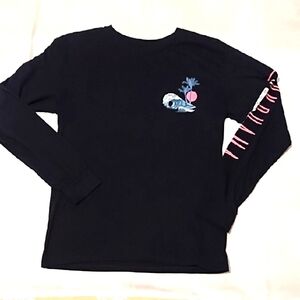 RGSTR Unique Kids Black Long Sleeve Shirt with Blue and Pink Accents 14-16 EUC.